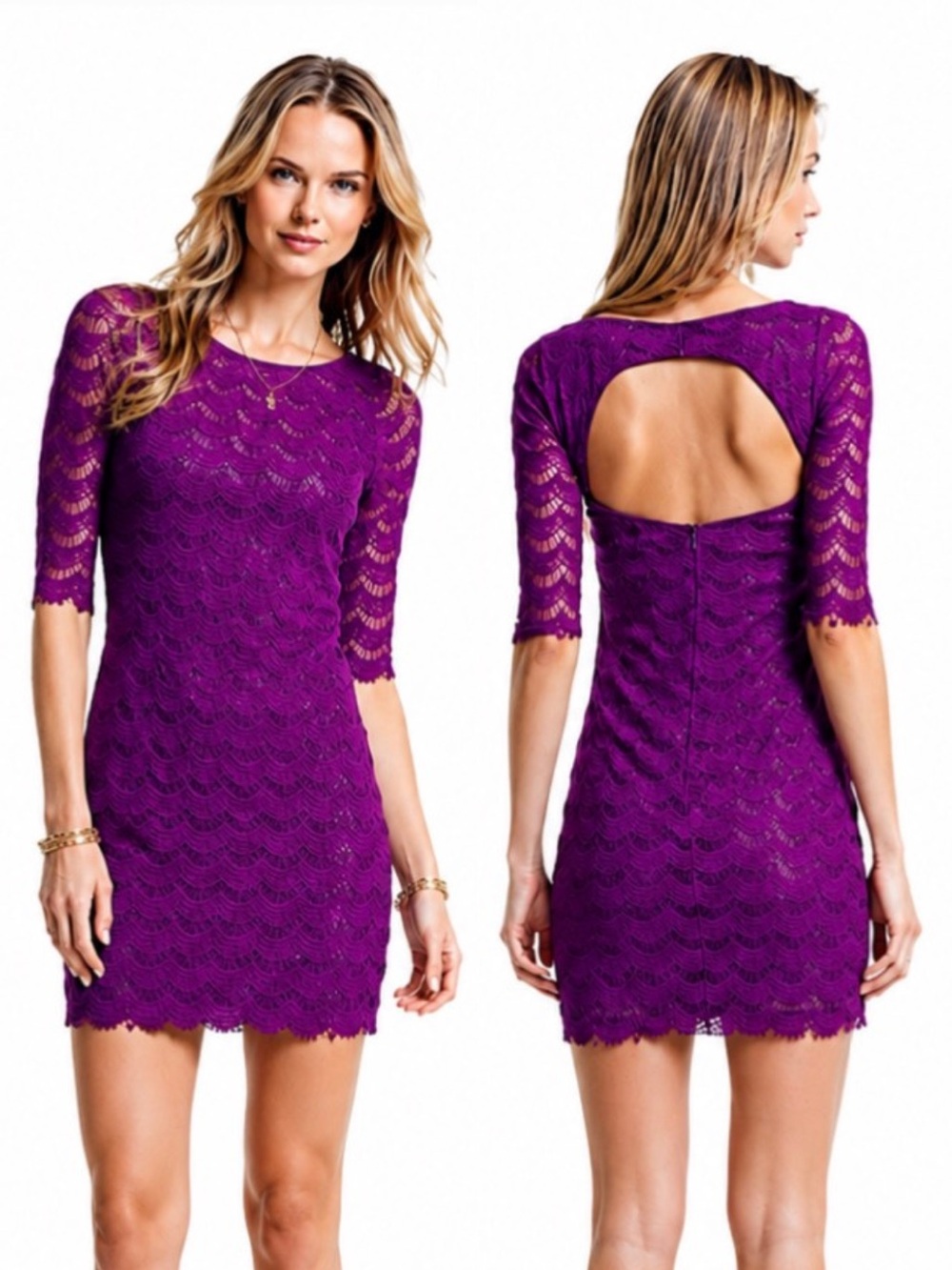 Free People Holly Lace Fuchsia Purple Mini Sheath Dress XS
